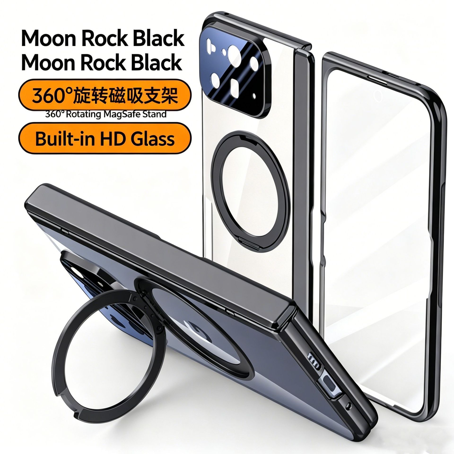 Suitable for Google Pixel10 Pro Fold folding mobile phone case 360 rotation magnetic stand transparent electroplating full package