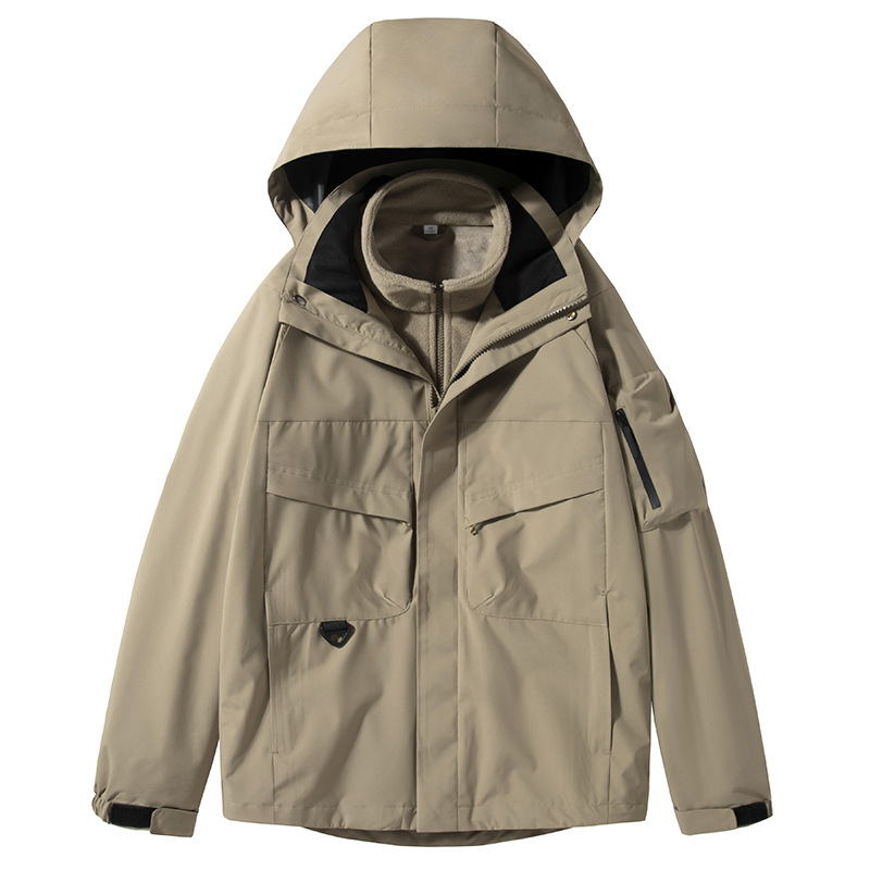Jachetă la modă pentru exterior, de înaltă calitate, costum de alpinism, jachetă bărbătească cu vestă groasă, impermeabilă la vânt și zăpadă, complet_voghion.com