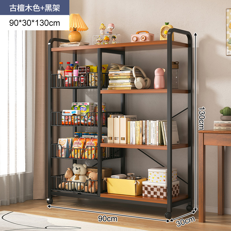 Estantería estante piso juguete imagen libro snack estante de almacenamiento móvil de hierro multifuncional niños estantería en casa