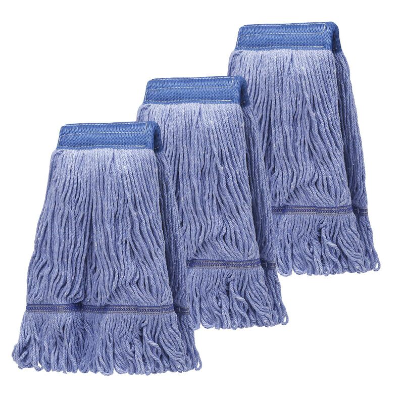 Heavy-Duty Commercial Mop Replacement Head Wet Industrial Cotton Ring End Line Cleaning Mop Head Replacement Blue Mop