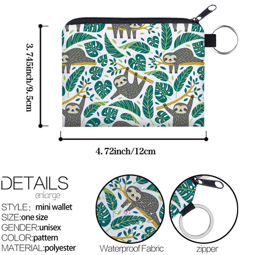  Cross-border New Design Zero Wallet Digital Print Sloth Coin Pouch Multi-functional Key Card Holder Coin Bag