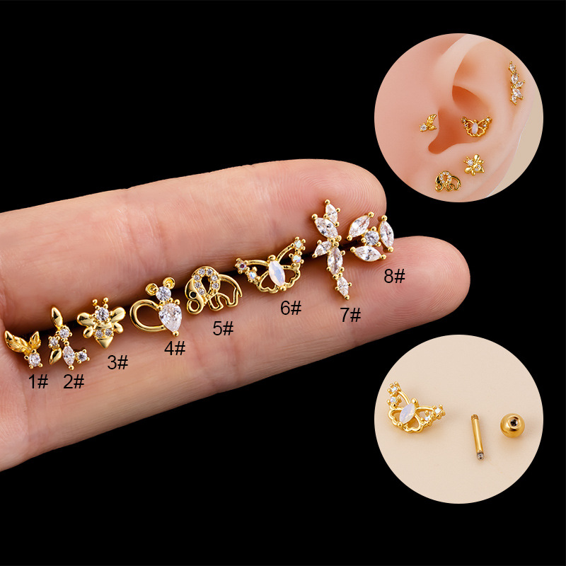 Fashion Butterfly Stainless Steel Copper Plating Inlay Zircon Ear Studs 1 Piece display picture 1