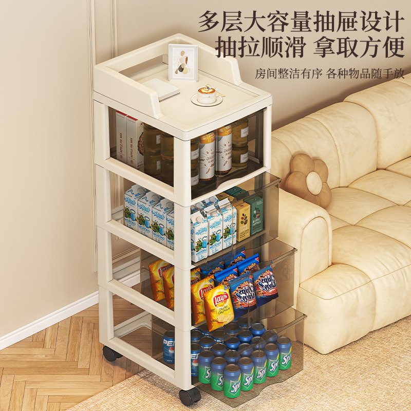 小推车置物架家用零食玩具多层整理柜办公室移动抽屉式落地收纳柜|undefined