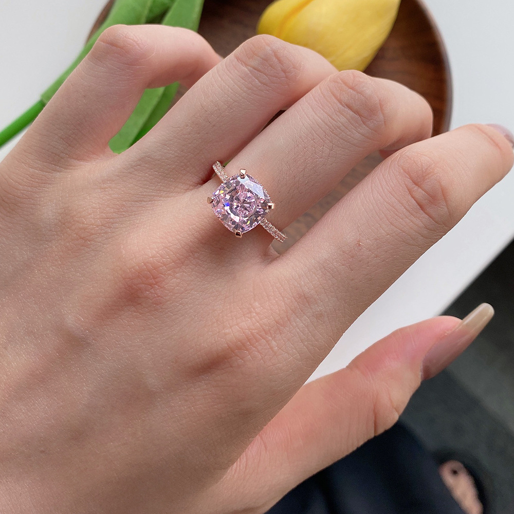 Fashion Square Silver Plating Inlay Rhinestones Rings 1 Piece