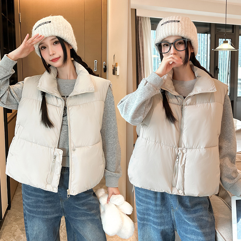 2025 nuevo chaleco de algodón coreano invierno corto engrosado chaqueta de pluma suelta ultra moda sensación de moda clip de caballo image 1