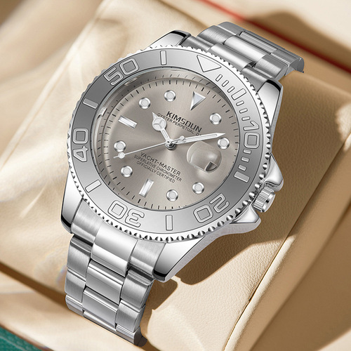 Cross-border gray yacht watch men's fashion steel band watch luminous waterproof quartz watch wholesale men's watch watches