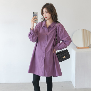 Spring New Maternity Dress Fashionable Loose Large Size Belly Covering Shirt Trendy Mom's Outgoing Clothes