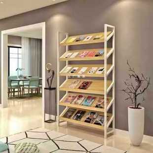 ✅ Bookshelf Rack Floor-Standing Book and Newspaper Rack Wooden Storage Promotional Rack Magazine Rack Period Newspaper Rack Bevel Display Rack