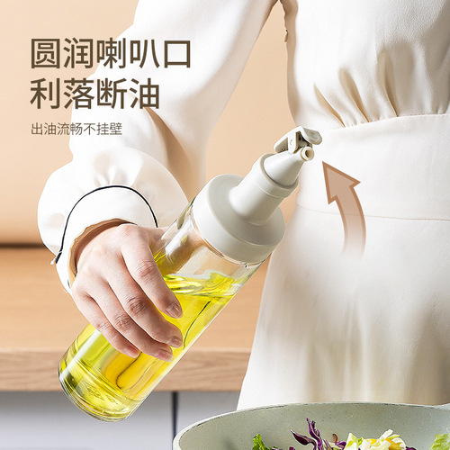 New Macedonian extended transparent glass oil bottle 500ml sealed leak-proof oil bottle with label soy sauce vinegar bottle