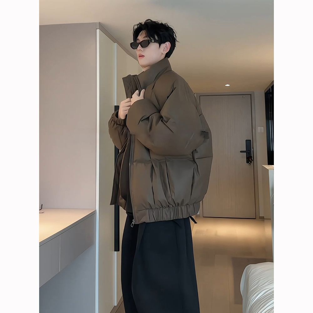 2025 Winter Melard down Cotton Jacket for Men, New High-End Short Casual Trendy Men's Style, New Pu Leather Thickened