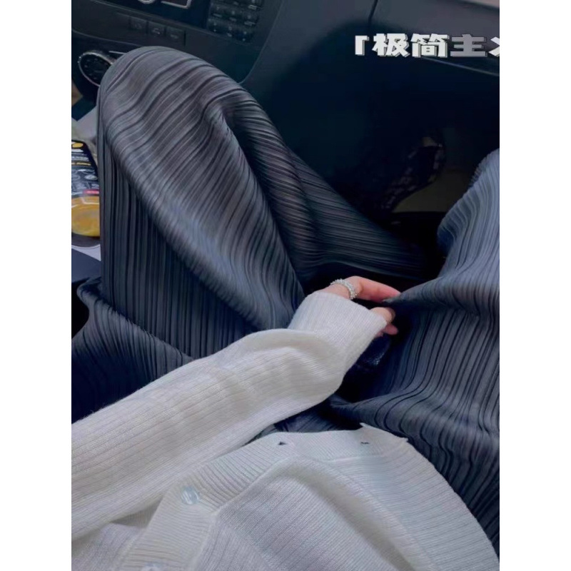 三宅流プリーツパンツ レディース 9点 夏 薄手 ゆったりパンツ ストレート プリーツ ワイドパンツ ハイウエスト ドレープ カジュアルパンツ|undefined