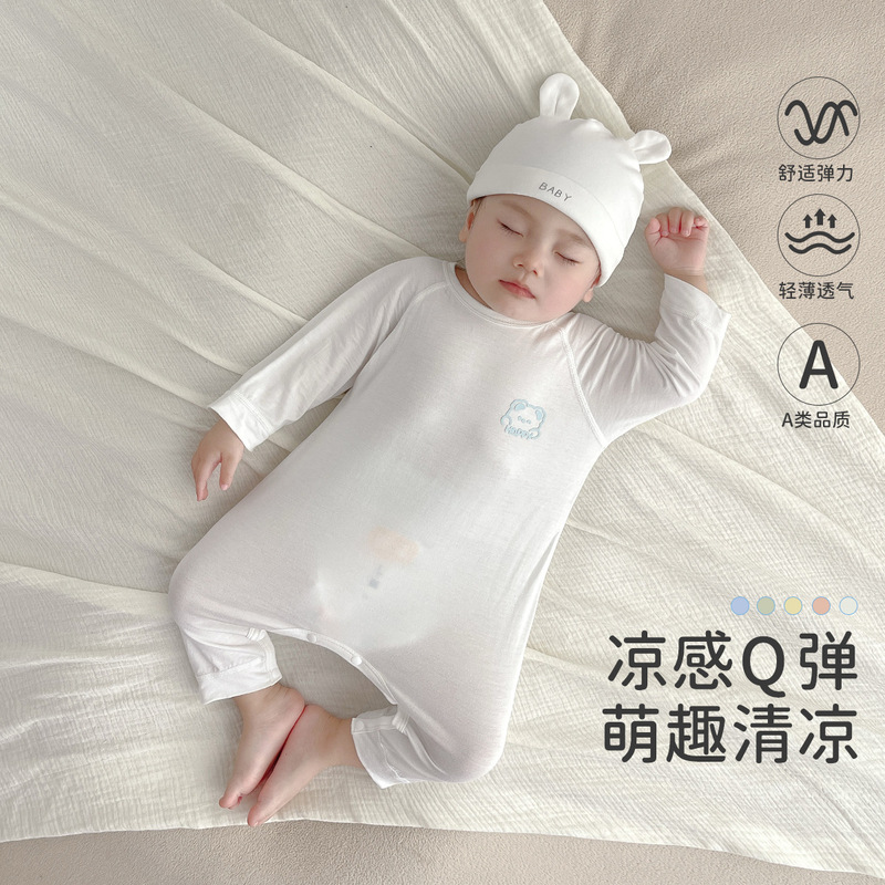 baby clothes summer thin air conditioning jumpsuit long sleeve modal pajamas 6 months baby clothes summer 3
