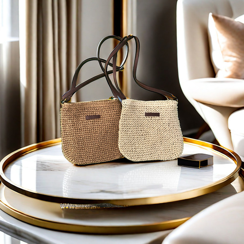 Woven Handbag with Single Shoulder Strap for Women, Korean Style Fashion, Ins Style Beach Bag for Women, Crossbody Bag from the Factory