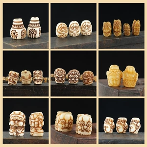 Collection of Finely Carved Xizang-Style Bone Accessories for DIY Bracelets, Necklaces, and Woven Bracelets with Spacer Beads