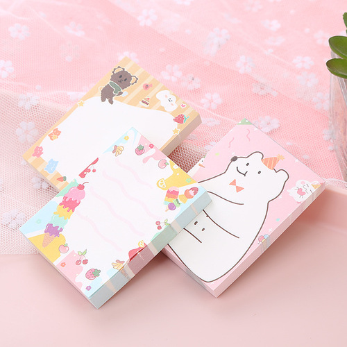 Note pad cute cartoon bear note paper creative stationery students tearable message pad note book wholesale