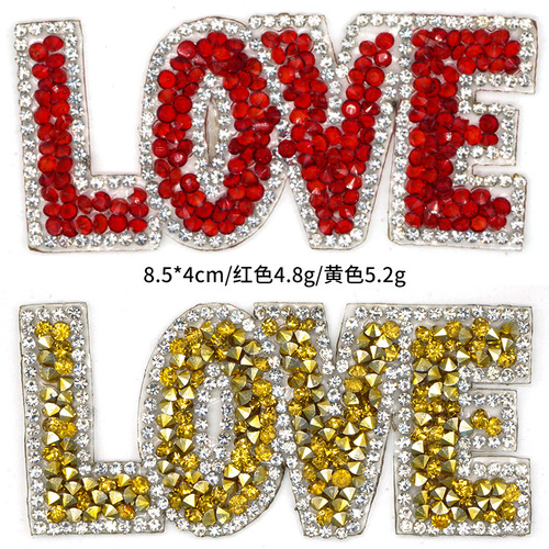 New letter diamond cloth patch LOVE hot diamond clothes and trousers decorative patch cloth exquisite rhinestone hot picture clothing