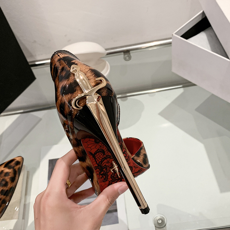 Cross-border sharp-edged scepter leopard print side cutout high-heeled shoes for women 2026 European and American red-soled sword scepter single shoes for women wholesale Cross-border sharp-edged scepter leopard print side cutout high-heeled shoes for women 2026 European and American red-soled sword scepter single shoes for women wholesale