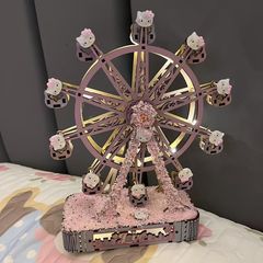 抖音同款送女生造景diy摩天轮手工拼装带灯旋转摆件八音乐盒礼物