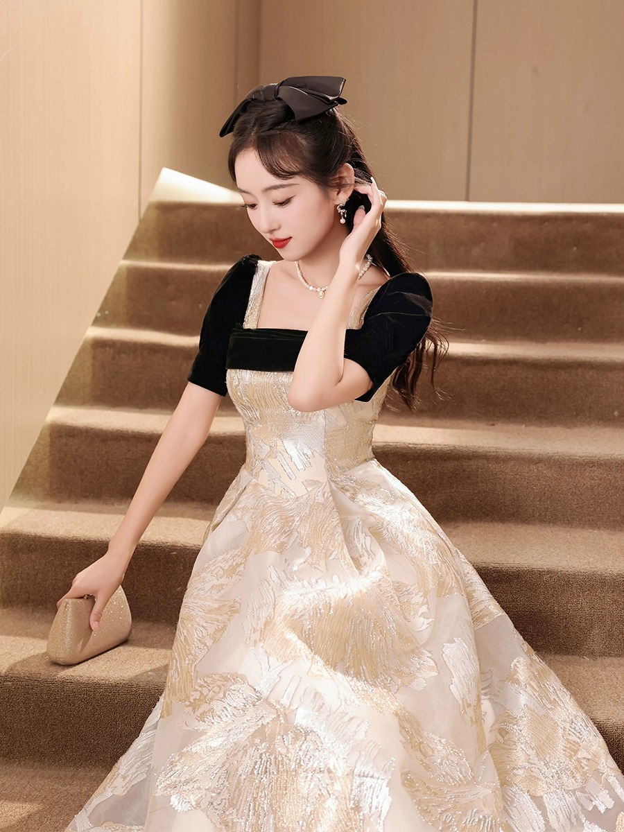 Evening dress Women's Light luxury niche high-end elegant socialite little princess birthday host dress