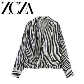 ZCZA 自制 欧美风 新款女装 时尚 百搭 羽毛斑马纹兽纹花个性衬衫