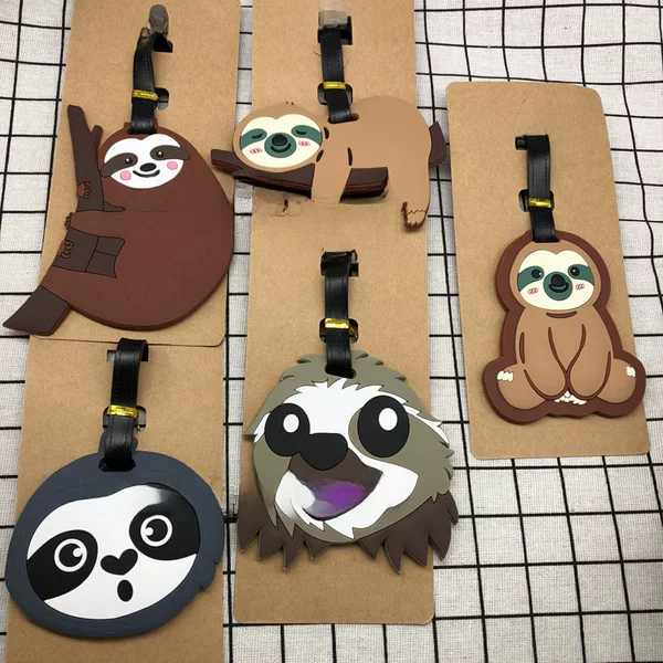 PVC soft glue sloth luggage tag luggage tag animal aircraft boarding pass