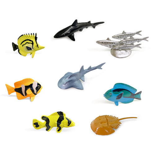 Simulated sea world animal model undersea creature sardine white tip shark children's cognitive ornament toy