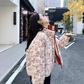 红色小香风羽绒服女冬季感减龄漂亮洋气白鸭绒短外套流行
