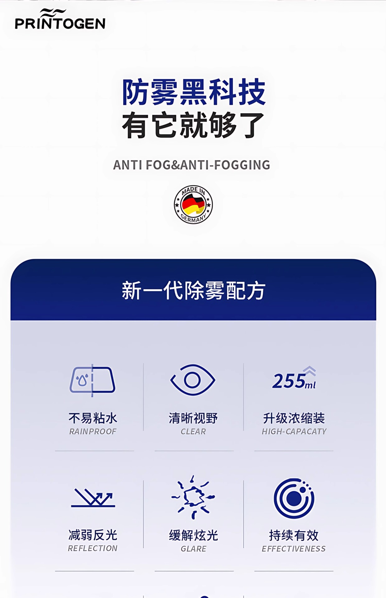 Winter Anti-Fog Spray, Rainproof Agent, Windshield Mirror Anti-Fogging Agent, Car Window Glass Defogging Agent