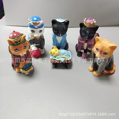 越境新品猫王族樹脂工芸品動物置物外国貿易ハロウィンプレゼントアメリカ装飾置物