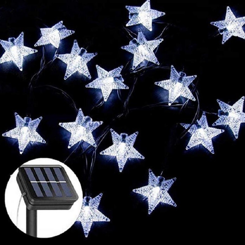 Transfronterizo Taobao luz solar cadena LED estrella luz Navidad vacaciones cumpleaños jardín decorativo luz al aire libre color luz cadena