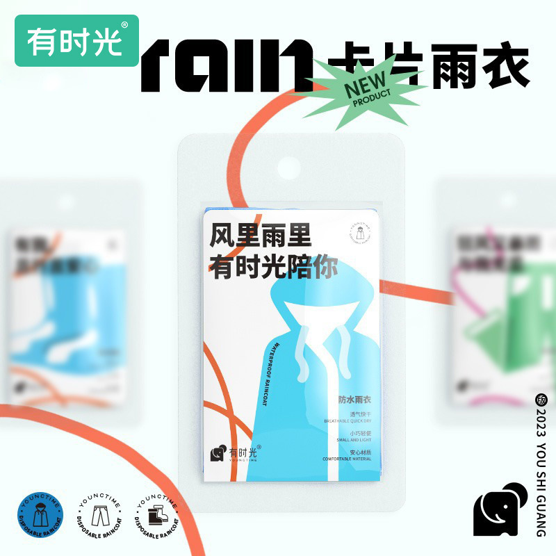Time Card Raincoat Portable Disposable Palm Heart Raincoat Full Body Protection Emergency Rainproof Transparent Wholesale Split