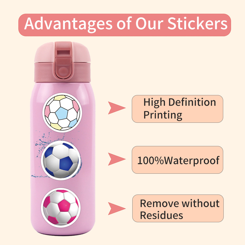 60 new pure football pattern personality graffiti stickers car luggage cup waterproof stickers wholesale