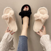 Cute slippers with bow, winter keep warm footwear indoor, soft sole