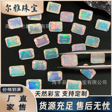 天然欧泊戒面小八角刻面无优化K金镶嵌裸石蛋白石原石白澳宝戒面