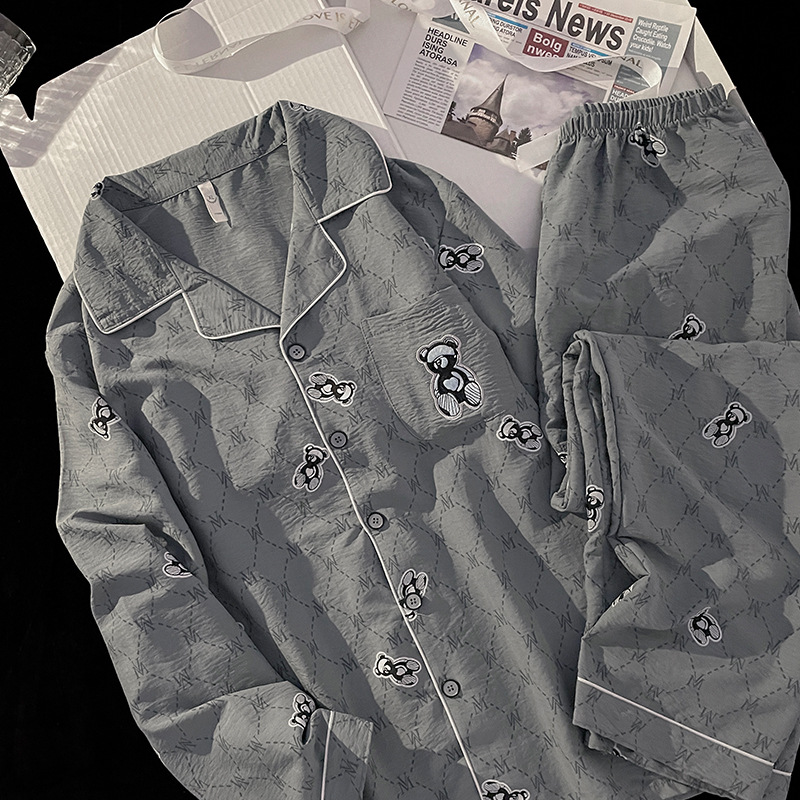 Nube de algodón pijama hombre primavera, otoño, invierno 2024 nuevo pantalón de manga larga cardigan para hombres set de ropa de hogar