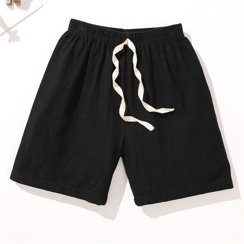 Children's Thin Cotton-Linen Shorts, Boys Beach Trousers, Lightweight Summer (100–150 cm)