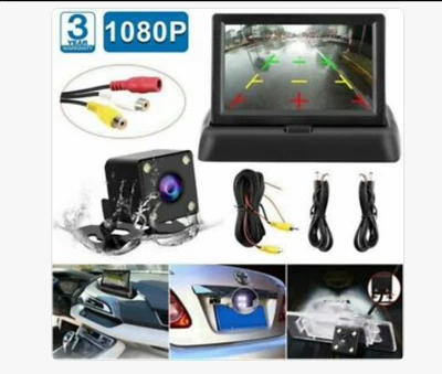 Adjustable External 4-Led Light Reversing Rearview Camera, High-Definition Car Monitor, 4.3-Inch Foldable Monitor (Car display) - 57-off-stackable-adjustable-4-light
