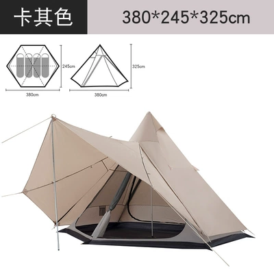 Explorer Tent Indian Yurt Outdoor Thickened Rainstorm Camping 5-8 People Tent Travel Beach Camping (Çadırlar) - hexagonal-khaki-1115-5-8-people-need-to-build