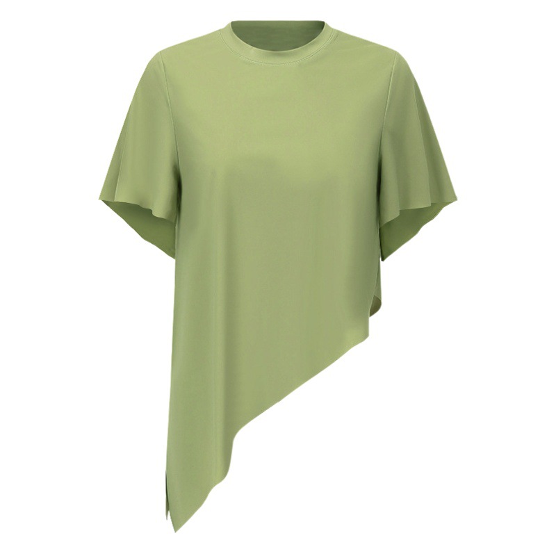 Ropa de yoga para mujer, de manga corta, que cubre la piel, transpirable, de secado rápido, top deportivo fino de verano, camiseta profesional para correr y hacer ejercicio, que absorbe la humedad y el sudor.
