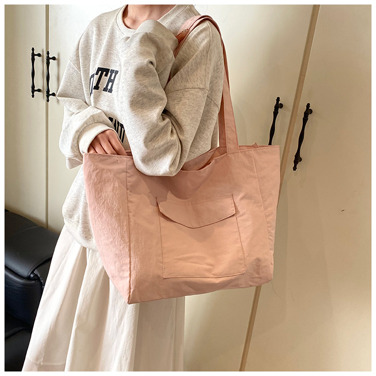 Cross-border laid-back style nylon bag for women 2025 new casual large-capacity shopping handbag, simple and lightweight single-shoulder bag undefined