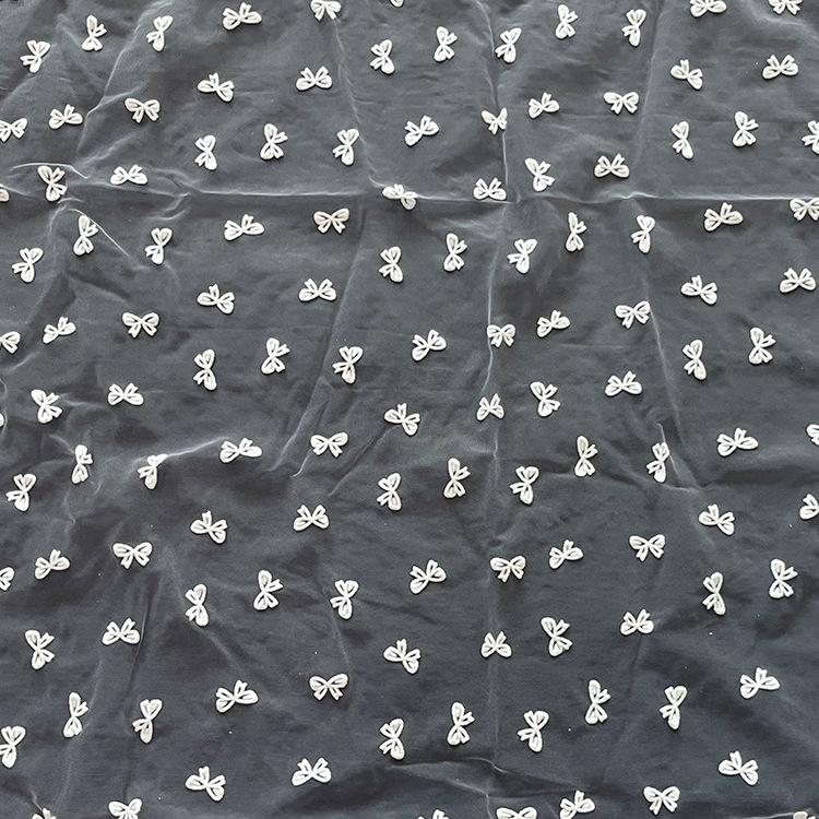 2025 nuevo gaza de malla blanco en relieve tela de malla primavera y verano mariposa ropa infantil tela para niñas