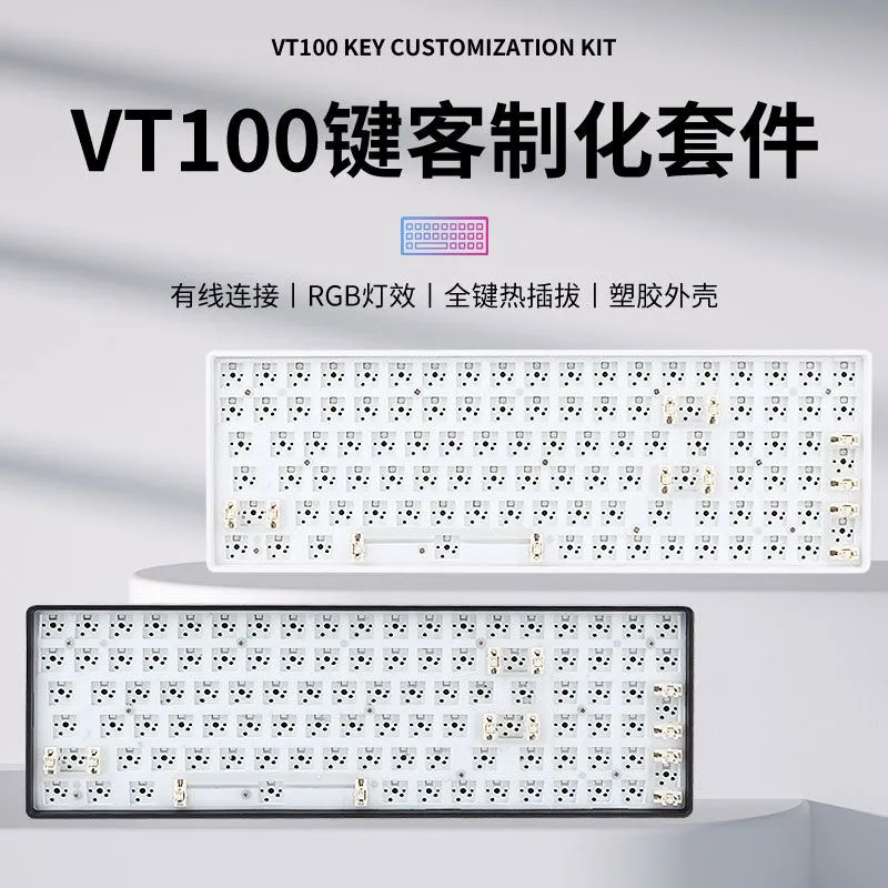 Vt-100 Key Rgb Backlit Mechanical Keyboard Kit, Full-Key Hot-Swappable, Supports 3/5-Pin Switches, Full-Key Rollover Vt-100 Key Rgb Backlit Mechanical Keyboard Kit, Full-Key Hot-Swappable, Supports 3/5-Pin Switches, Full-Key Rollover