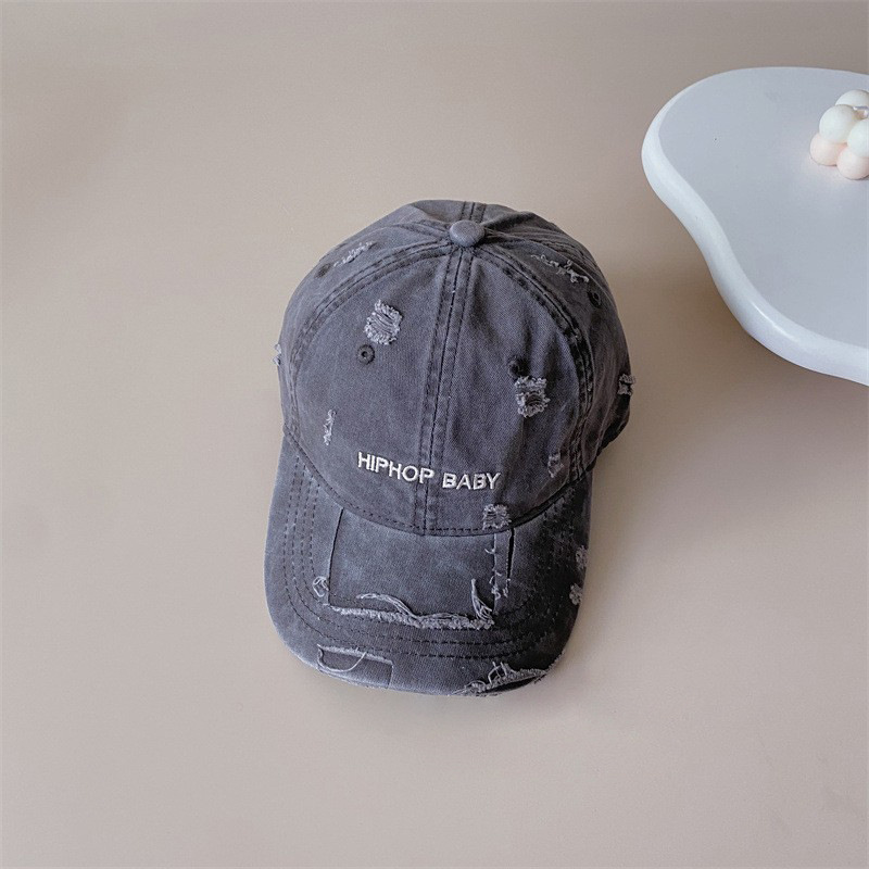 Primavera y otoño personalidad de otoño sombrero de sol para niños gorra de lengua de pato estilo coreano agujero mendigo sombrero de béisbol para niños