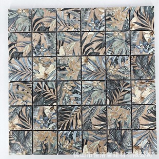 Mosaic wall tiles retro Greek European bathroom cafe atmosphere decorative background wall