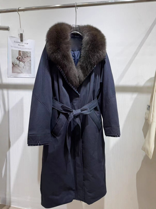 奢华欧货2025冬新款皮草狐狸毛领羽绒服女长款加厚时尚派克服外套|undefined