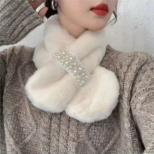 Faux fur Dickey collar lady imitation wrasse rabbit hair han edition coat detachable collar pure color warm pearl cross the scarf