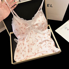 女性用サスペンダーナイトガウン、夏のアイスシルクホットスタンプバタフライハイエンドパジャマ、甘い女の子のシルクホーム服、インターネットセレブスタイル