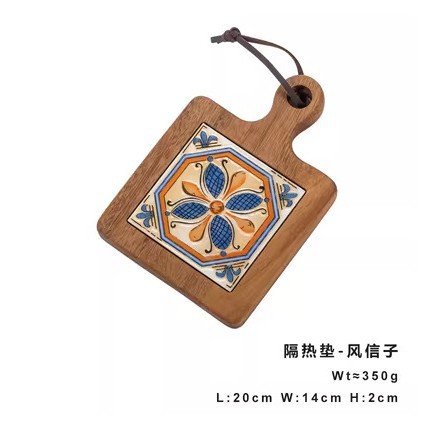 Almohadilla de azulejo retro de madera de amor-jacintos