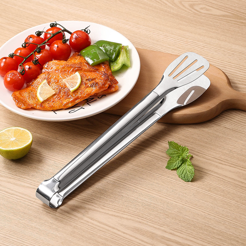 Stainless Steel Food Clip Fried Steak Clip Barbecue Clip Baking Bread Clip Self-service Fast Food Kitchenware Three-line Clip