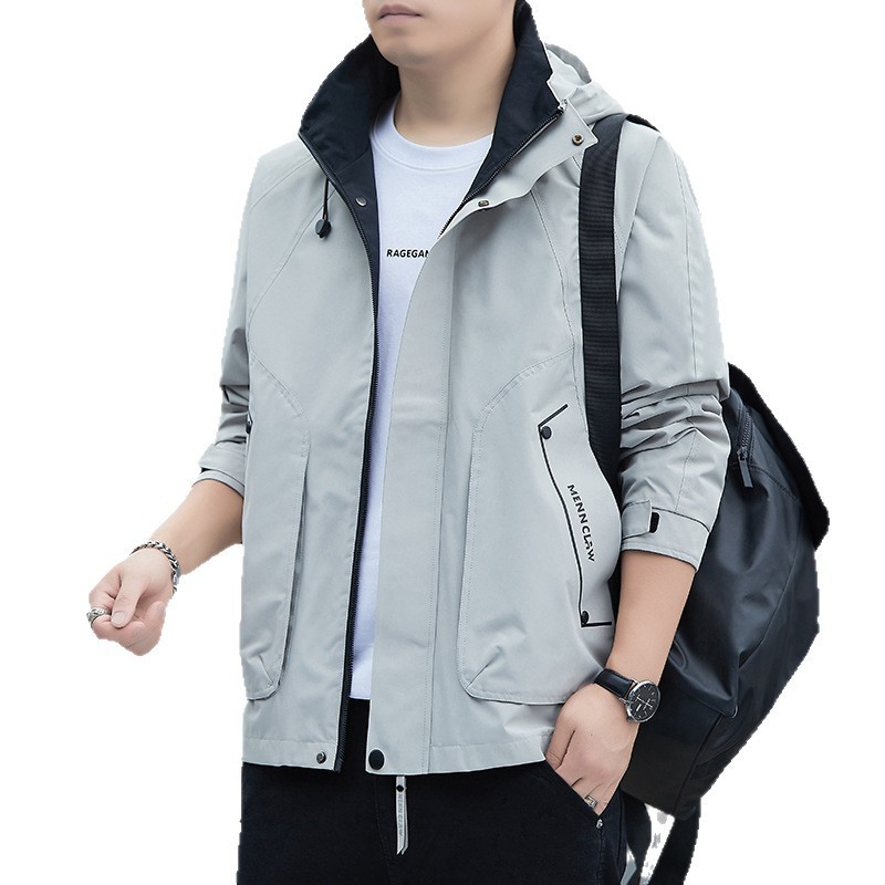 外套男休闲百搭设计感2025新款春秋夹克男士防风防水连帽冲锋衣潮|undefined